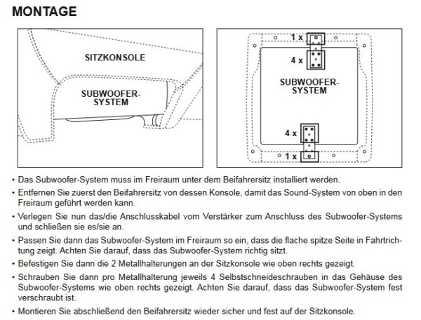 GZIW 200 Aktiv Subwoofer passend für VW T5, T6, T6.1 Bus Untersitz Subwoofer – Bild 2